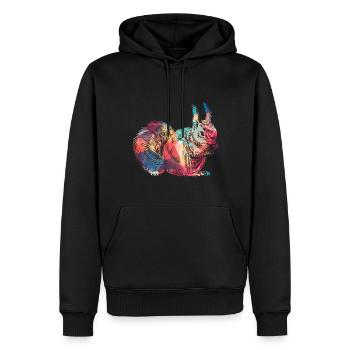 Écureuil coloré Art Retro Rongeur - Sweat à capuche Premium bio Homme - noir - Devant - Nico (187cm)