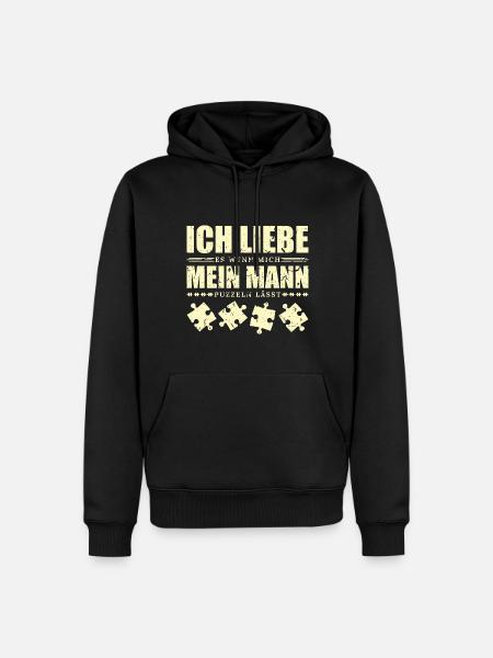 Puzzle Frauen - Männer Premium Bio Hoodie - Schwarz