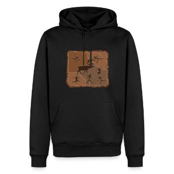 Hirsch Steinzeit - Männer Premium Bio Hoodie - Schwarz - Vorne - Nico (187cm)
