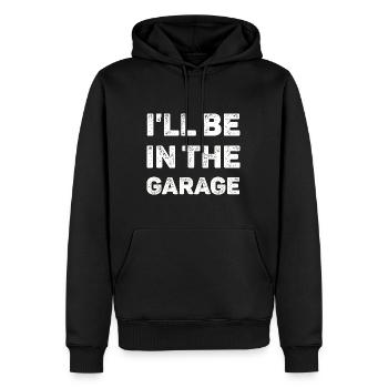 Je serai dans le garage mécanicien - Sweat à capuche Premium bio Homme - noir - Devant - Nico (187cm)