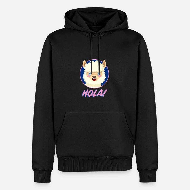 Alpaca Hola! Animal Geschenkidee - Männer Premium Bio Hoodie - Schwarz