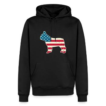 4 juillet Français Bulldog American Flag USA - Sweat à capuche Premium bio Homme - noir - Devant - Nico (187cm)