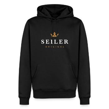 Seiler Original Familienlogo - Männer Premium Bio Hoodie - Schwarz - Vorne - Nico (187cm)