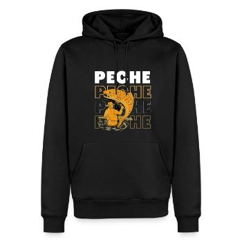 PASSION PECHE SPORT CHIC - Sweat à capuche Premium bio Homme - noir - Devant - Nico (187cm)