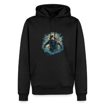 Plongeur - Sweat à capuche Premium bio Homme - noir - Devant - Nico (187cm)