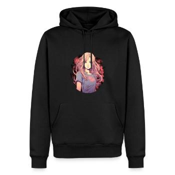 Fille d’anime - Sweat à capuche Premium bio Homme - noir - Devant - Nico (187cm)