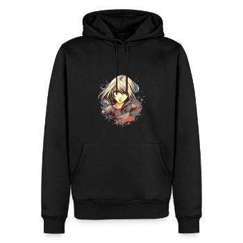 Anime Girl - Sweat à capuche Premium bio Homme - noir - Devant - Nico (187cm)