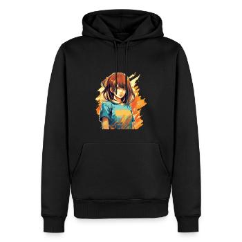 Anime Girl - Sweat à capuche Premium bio Homme - noir - Devant - Nico (187cm)