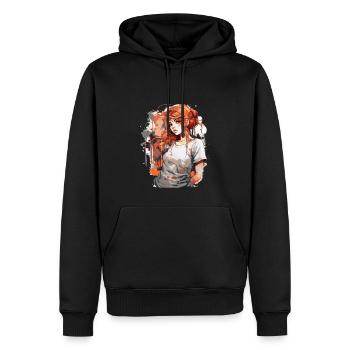 Anime Girl - Sweat à capuche Premium bio Homme - noir - Devant - Nico (187cm)