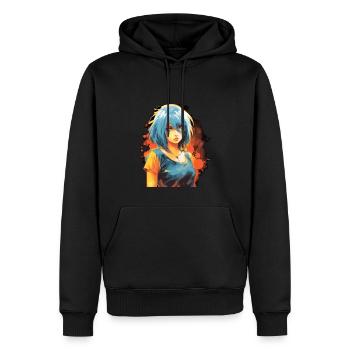 Anime Girl - Sweat à capuche Premium bio Homme - noir - Devant - Nico (187cm)