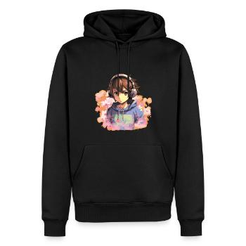 Anime Boy - Men’s Premium Organic Hoodie - black - Front - Nico (187cm)
