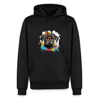 Chien - Sweat à capuche Premium bio Homme - noir - Devant - Nico (187cm)