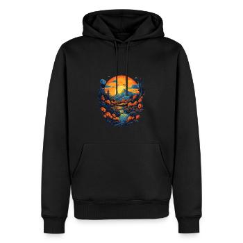 Paysage - Sweat à capuche Premium bio Homme - noir - Devant - Nico (187cm)