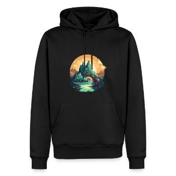 Paysage - Sweat à capuche Premium bio Homme - noir - Devant - Nico (187cm)