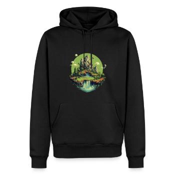 Paysage - Sweat à capuche Premium bio Homme - noir - Devant - Nico (187cm)