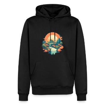 Paysage - Sweat à capuche Premium bio Homme - noir - Devant - Nico (187cm)