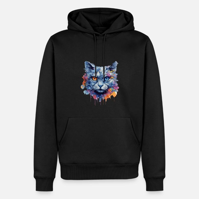 Chat - Sweat à capuche Premium bio Homme - noir