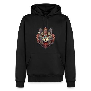 Chat - Sweat à capuche Premium bio Homme - noir - Devant - Nico (187cm)