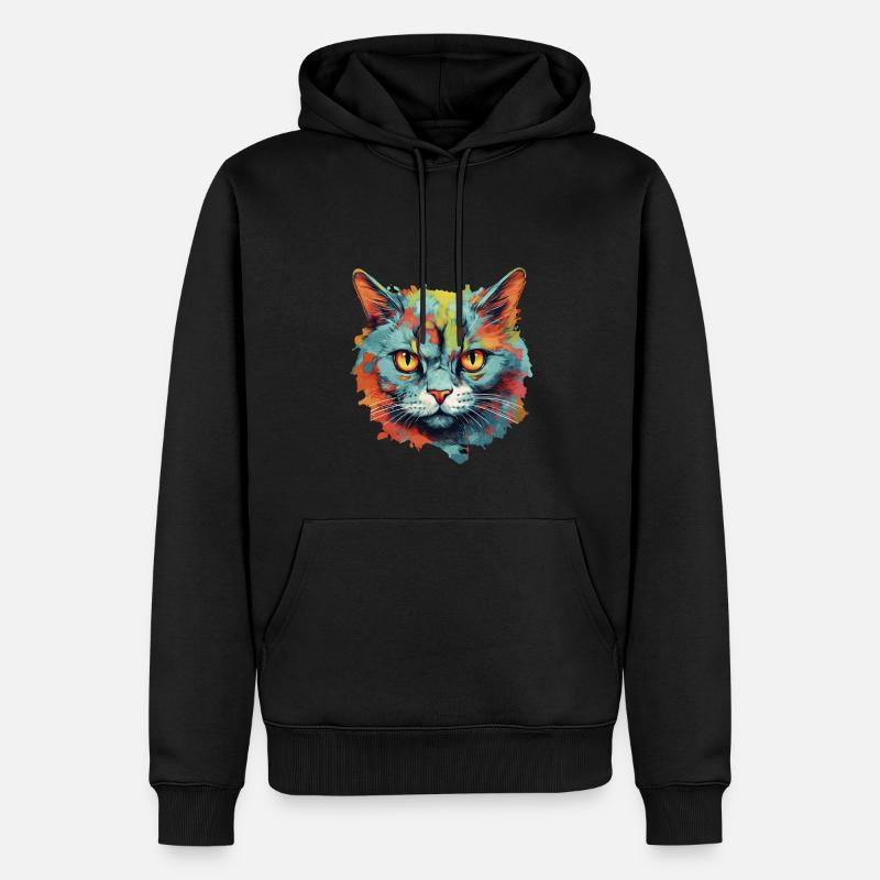 Chat - Sweat à capuche Premium bio Homme - noir
