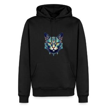 Katze - Männer Premium Bio Hoodie - Schwarz - Vorne - Nico (187cm)
