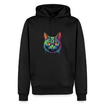 Katze - Männer Premium Bio Hoodie - Schwarz - Vorne - Nico (187cm)