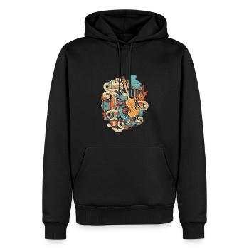 Instruments de musique - Sweat à capuche Premium bio Homme - noir - Devant - Nico (187cm)