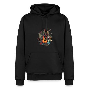 Instruments de musique - Sweat à capuche Premium bio Homme - noir - Devant - Nico (187cm)