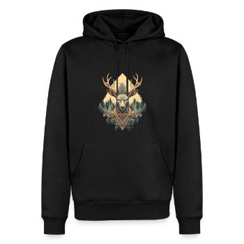 Cerf - Sweat à capuche Premium bio Homme - noir - Devant - Nico (187cm)