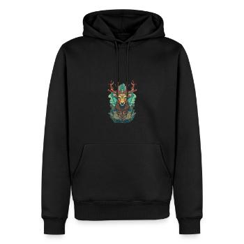 Cerf - Sweat à capuche Premium bio Homme - noir - Devant - Nico (187cm)