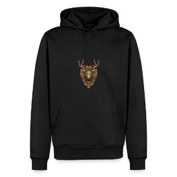 Cerf - Sweat à capuche Premium bio Homme - noir - Devant - Nico (187cm)