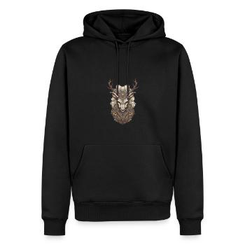Cerf - Sweat à capuche Premium bio Homme - noir - Devant - Nico (187cm)