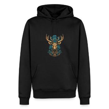 Cerf - Sweat à capuche Premium bio Homme - noir - Devant - Nico (187cm)