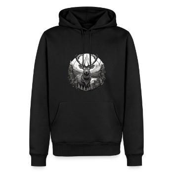 Cerf - Sweat à capuche Premium bio Homme - noir - Devant - Nico (187cm)