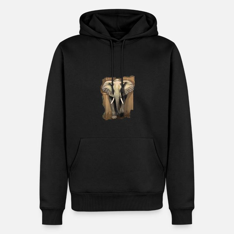 Éléphant - Sweat à capuche Premium bio Homme - noir
