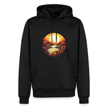 Herbstliche Landschaft - Männer Premium Bio Hoodie - Schwarz - Vorne - Nico (187cm)