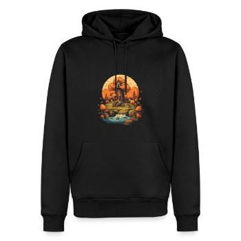 Herbstliche Landschaft - Männer Premium Bio Hoodie - Schwarz - Vorne - Nico (187cm)