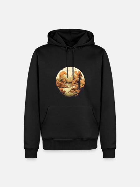 Herbstliche Landschaft - Männer Premium Bio Hoodie - Schwarz