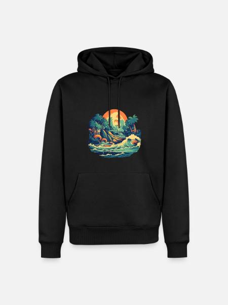 Strand - Männer Premium Bio Hoodie - Schwarz