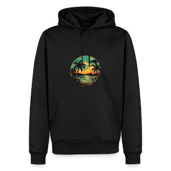 Strand - Männer Premium Bio Hoodie - Schwarz - Vorne - Nico (187cm)