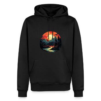 Paysage - Sweat à capuche Premium bio Homme - noir - Devant - Nico (187cm)