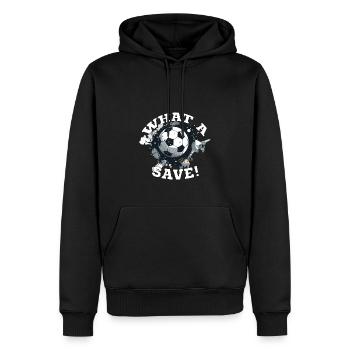 Fußball ball - What a Save! - Männer Premium Bio Hoodie - Schwarz - Vorne - Nico (187cm)