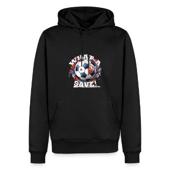 Balle de football - Quelle sauvegarde! - Sweat à capuche Premium bio Homme - noir - Devant - Nico (187cm)