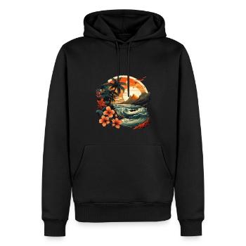Tropisch - Männer Premium Bio Hoodie - Schwarz - Vorne - Nico (187cm)