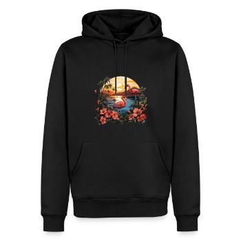 Tropisch - Flamingo - Männer Premium Bio Hoodie - Schwarz - Vorne - Nico (187cm)