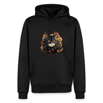 Katze - Männer Premium Bio Hoodie - Schwarz - Vorne - Nico (187cm)