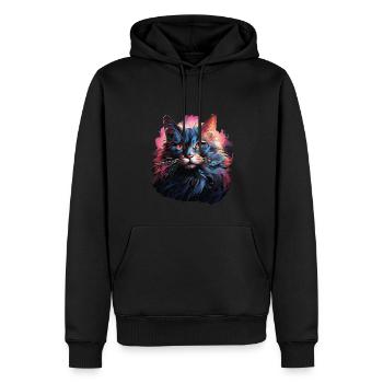 Katze - Männer Premium Bio Hoodie - Schwarz - Vorne - Nico (187cm)