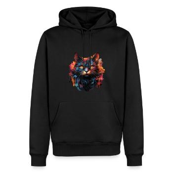 Katze - Männer Premium Bio Hoodie - Schwarz - Vorne - Nico (187cm)