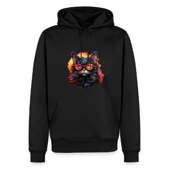 Katze - Männer Premium Bio Hoodie - Schwarz - Vorne - Nico (187cm)