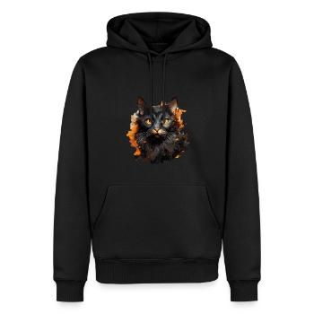 Katze - Männer Premium Bio Hoodie - Schwarz - Vorne - Nico (187cm)