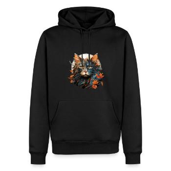 Katze - Männer Premium Bio Hoodie - Schwarz - Vorne - Nico (187cm)